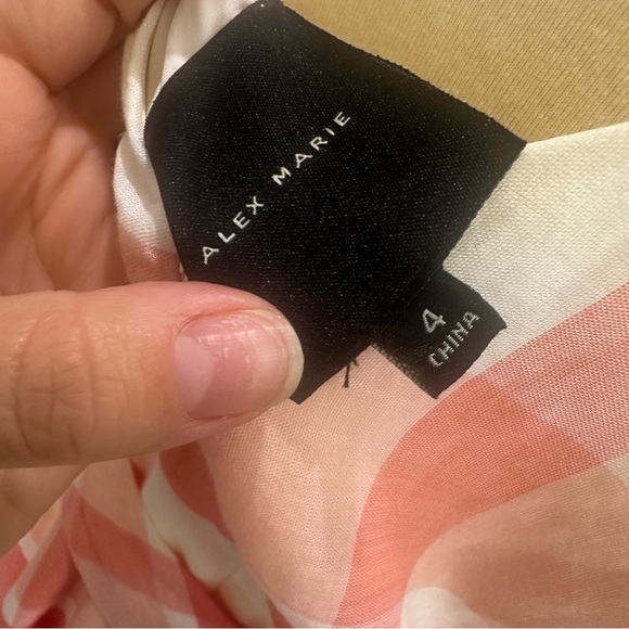 Alex Marie Coral and White Checkered Midi Dress - Picture 12 of 12